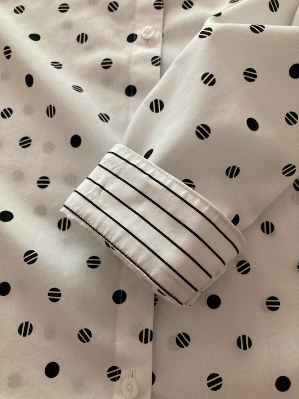Chico's White Button-Down Shirt with Black Polka Dots - Picture 11 of 12